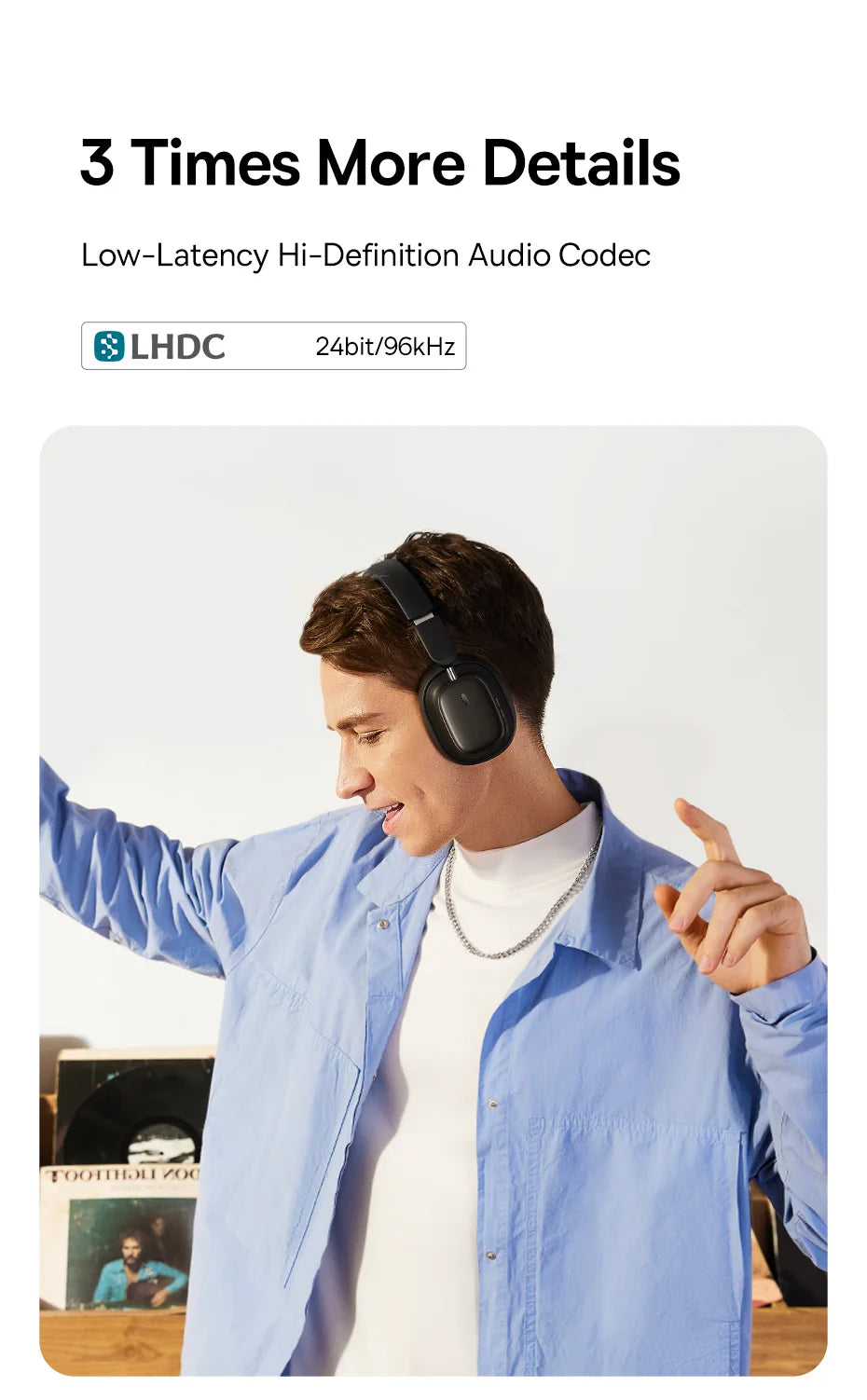 Baseus H1i ANC Wireless Bowie Headphone Bluetooth 5.3 Noise Cancellation Hi-Res 38db 3D Spatial Audio Ear Headsets