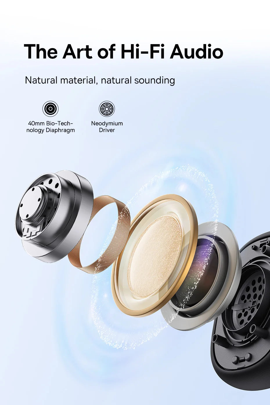 Baseus H1i ANC Wireless Bowie Headphone Bluetooth 5.3 Noise Cancellation Hi-Res 38db 3D Spatial Audio Ear Headsets