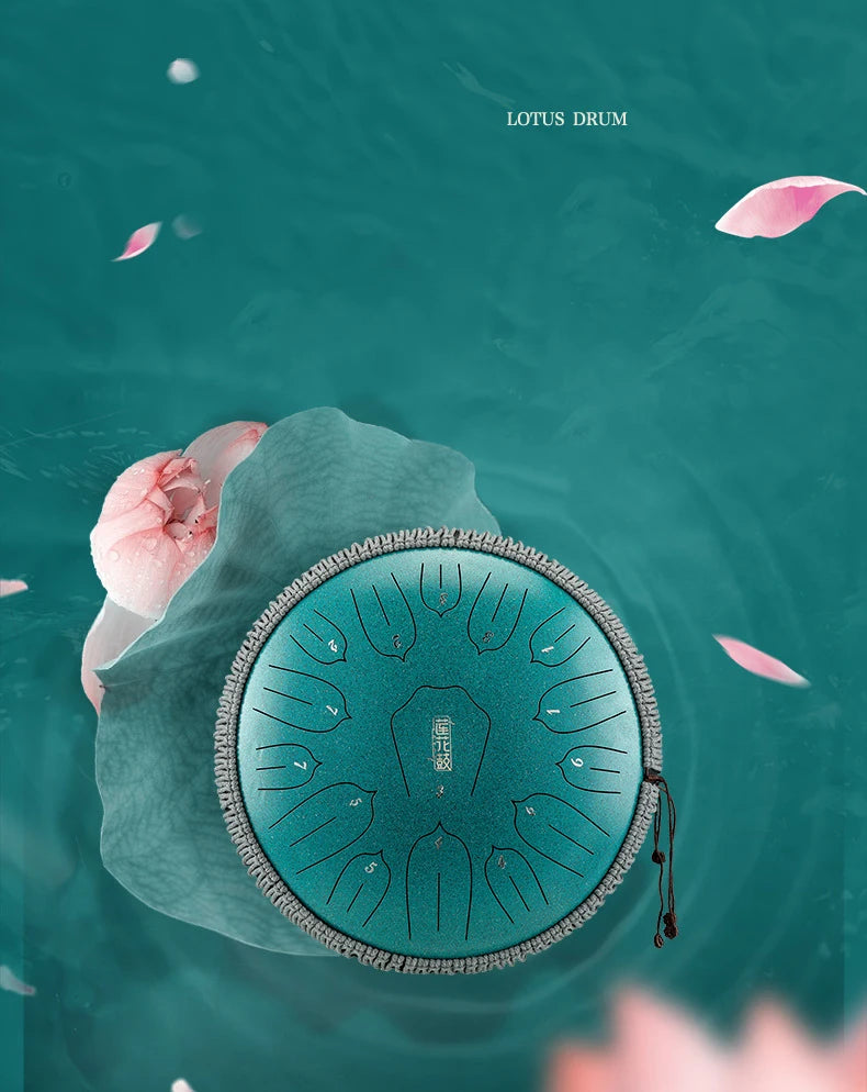 Hluru Music Drum 13 Inch 15 Notes Glucophone Steel Tongue Drum 15 Notes D Tone Ethereal Drum  Percussion Musical Instruments