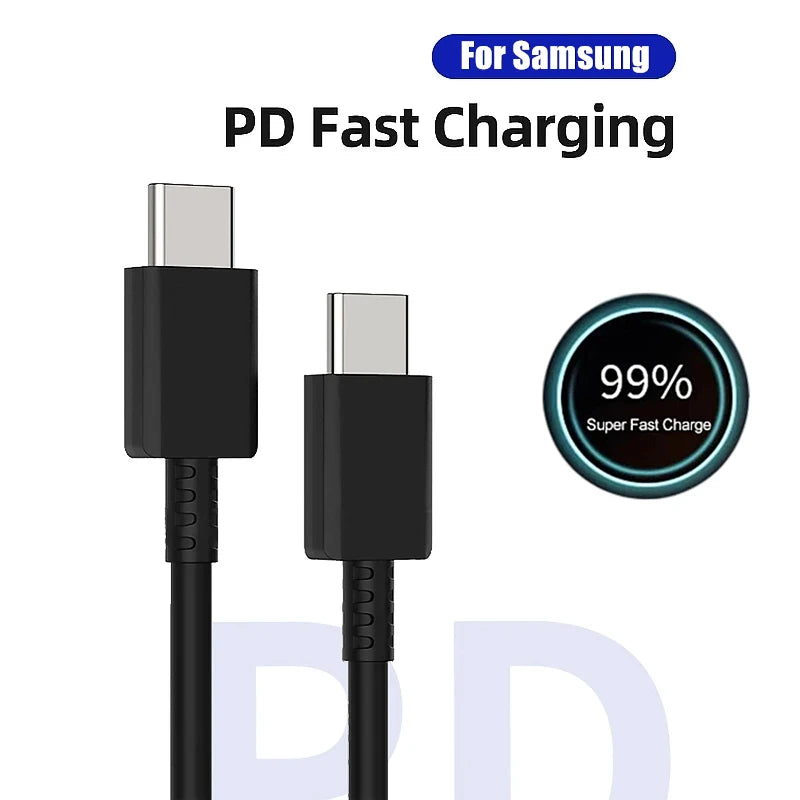 Fast Charging Type-C Cable 5A 45W PD USB-C Super for Samsung S21 FE S22 Plus S23 S24 Ultra Note 20 A14 A15 A33 A34 A53 A54 A55