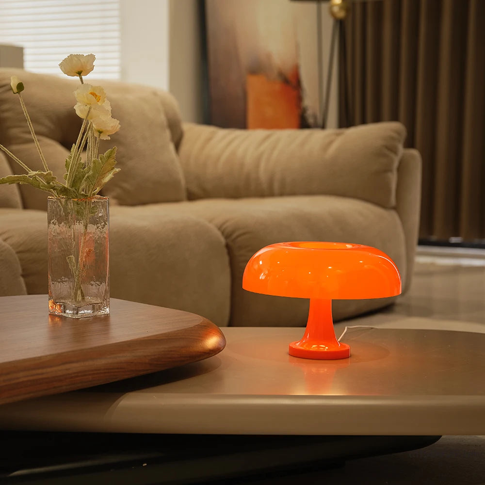 Classic Mushroom Table Lamp Modern Bauhaus Art Table Lamp Bedroom Bedside Lamp Danish Designer Orange Decorative Table Lamp