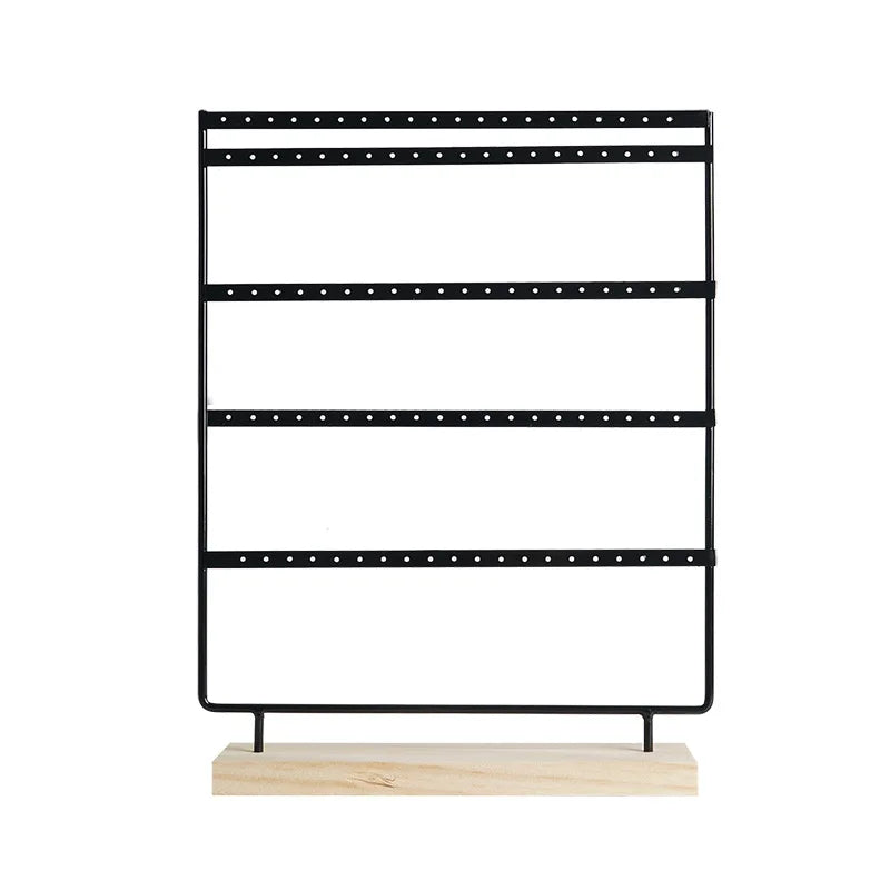 5-Tiers 100 Holes Earring Display Holder,Metal 3 Layers Jewelry Storage Organizer Wood Base Stand Tree,Ear Stud Rack Gift