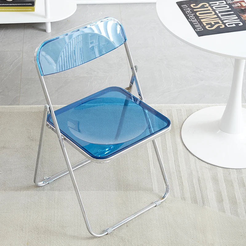 Fashion Acrylic transparent folding chair restaurant household dining chairs Office folding chair Folding stool