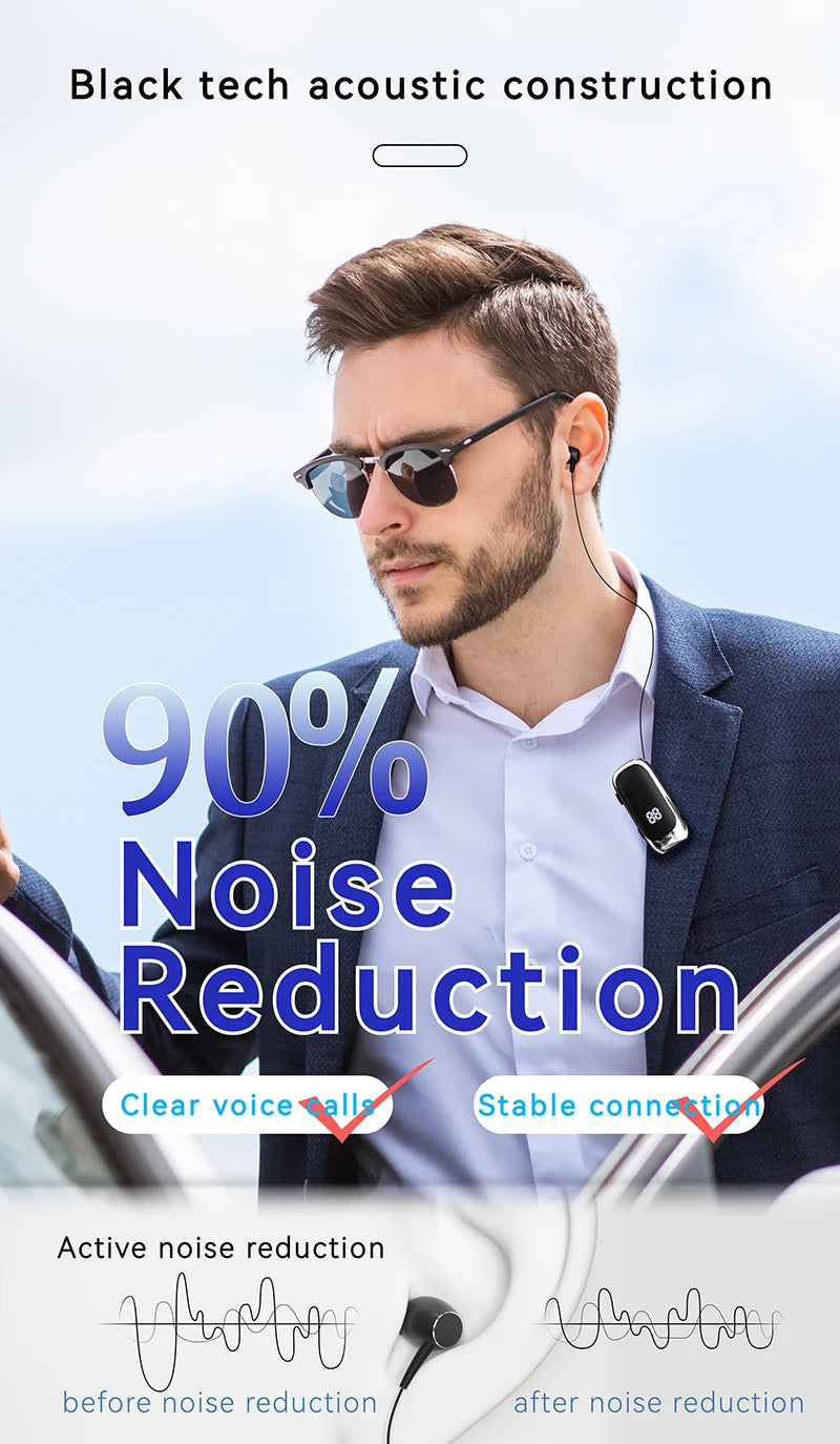 New K88 Lavalier Business Headset Bluetooth 5.4 Bass Earphone Call Vibration Reminder+Voice Number Reporting Wireless Headphone