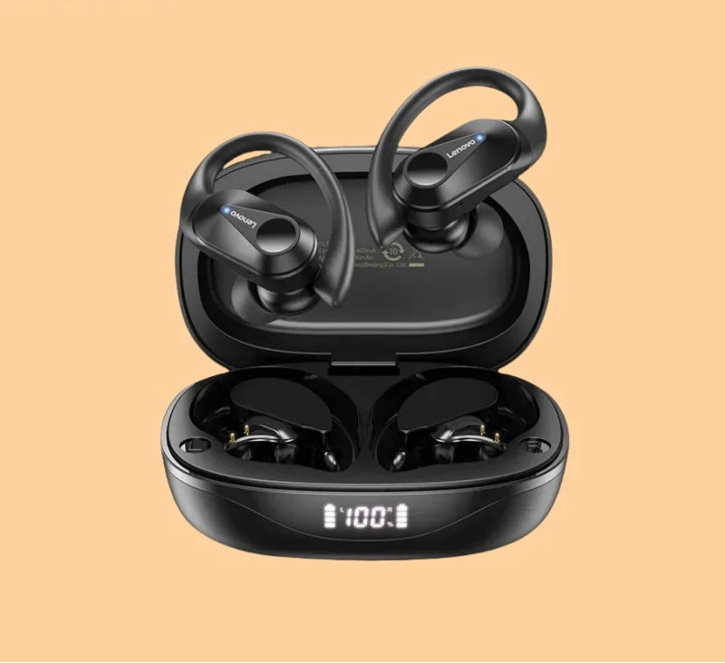 Lenovo LP75 Sports Wireless Earphones with Mics,Button Control, LED Power Display,Hifi Stereo Sound Bluetooth 5.3 TWS Headphones