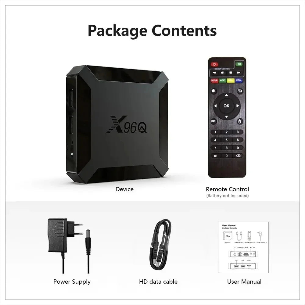 Smart Set Top Box X96Q TV Box Allwinner H313 Quad Core 2.4G Wifi Android 10.0 4K Google Player Youtube Media Player X96Q 2GB 16G