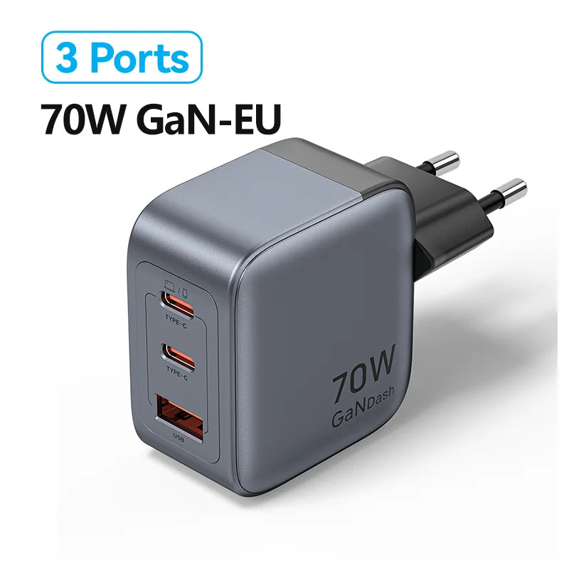 Vention 70W GaN Charger Type C Quick Charge 4.0 3.0 USB Charger For iPhone 16 15 14 Pro Macbook Air Laptop Tablet PD Fast Charge