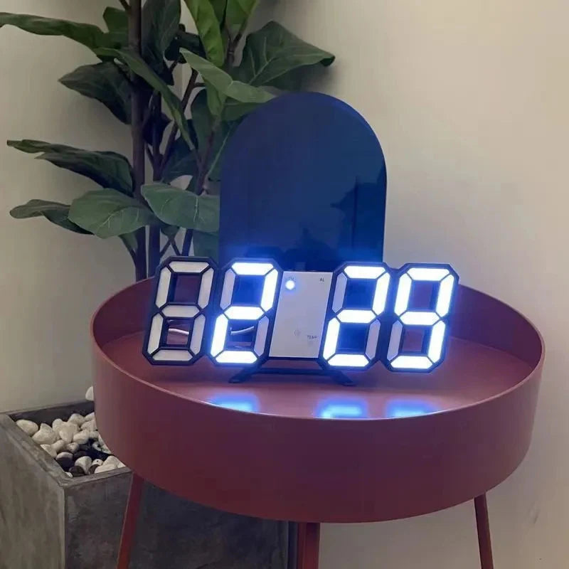 3D LED Wall Clock: Modern Digital Design with Nightlight & Luminous Alarm for Living Room Decor