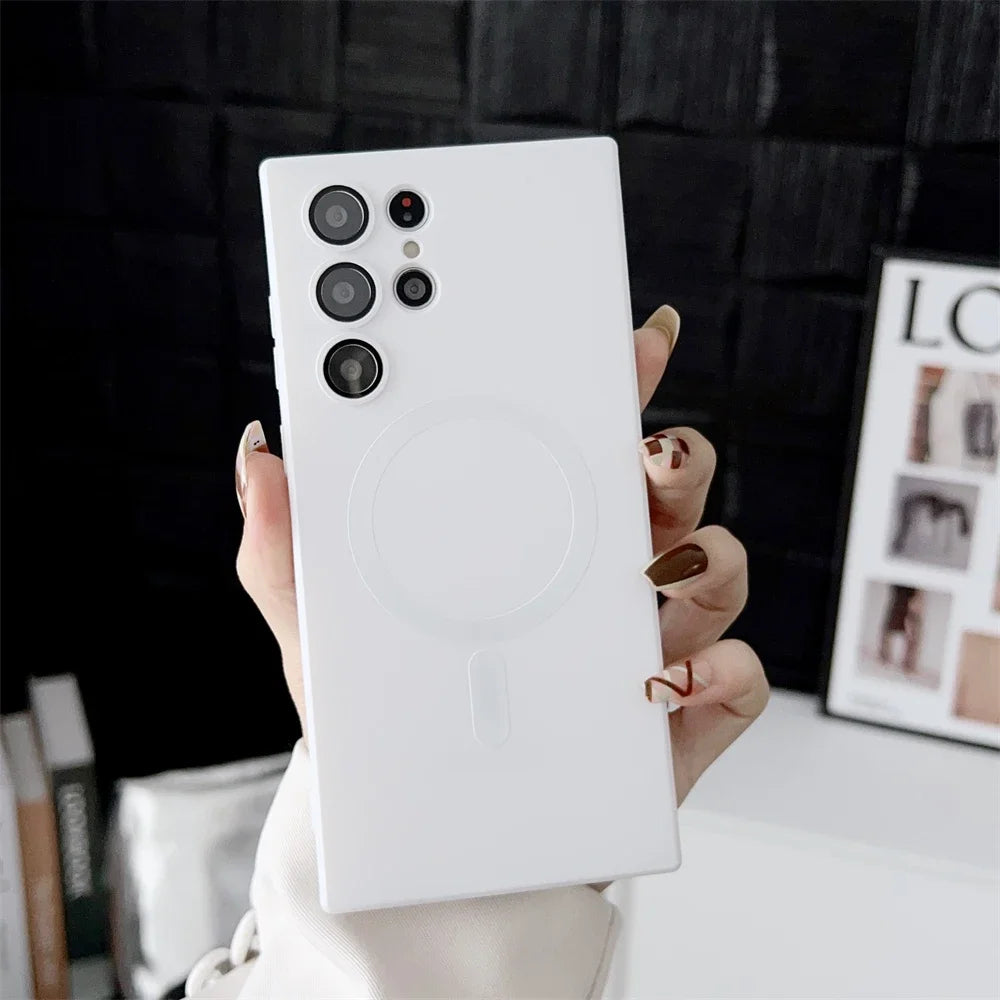 Luxury Matte Magnetic Case for Samsung S25 S24 S23 S22 Ultra S21 S20 Plus Capa for Samsung Note 20 Ultra Magsafe Phone Cover