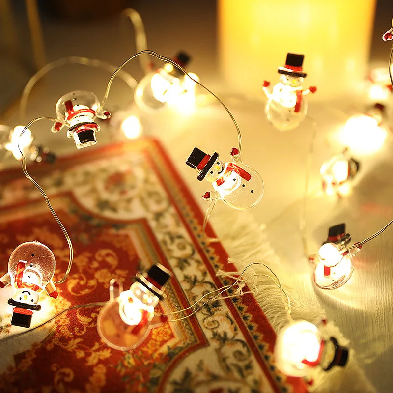 2M Fairy String Lights Santa Claus Snowman LED Garland String Lights Bedroom Garden Decorations 2024 Merry Christmas Supplies
