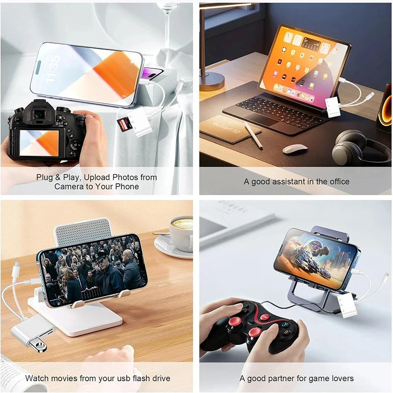 For Android Apple Card Reader SD USB Mobile Phone Transfer OTG Type-C Card Reader Multi-in-One and Card Reader Portable