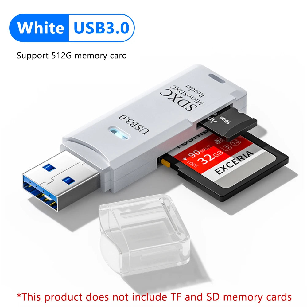 NNBILI 2 in 1 USB 3.0/USB2.0 Card Reader Micro SD Card Reader USB3.0 Adapter High Speed TF Memory Card for PC Laptop Accessories