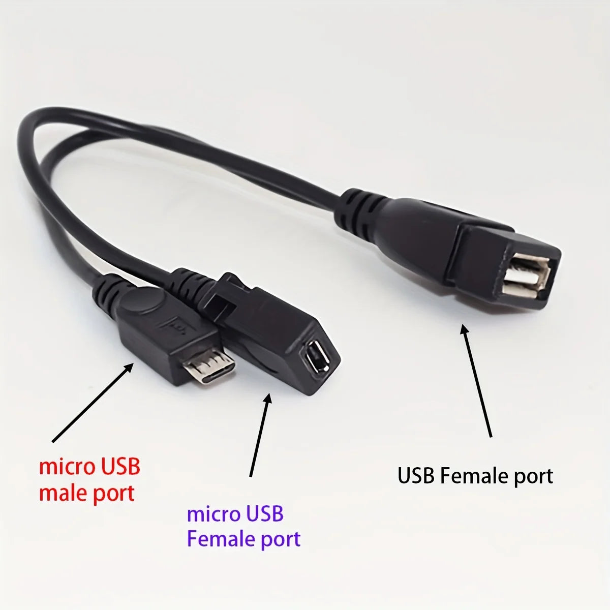 2-in-1 OTG USB to Micro USB Splitter Adapter for Fire Stick 4K/Fire TV, Android Phone/Tablet, Durable Tech Accessories