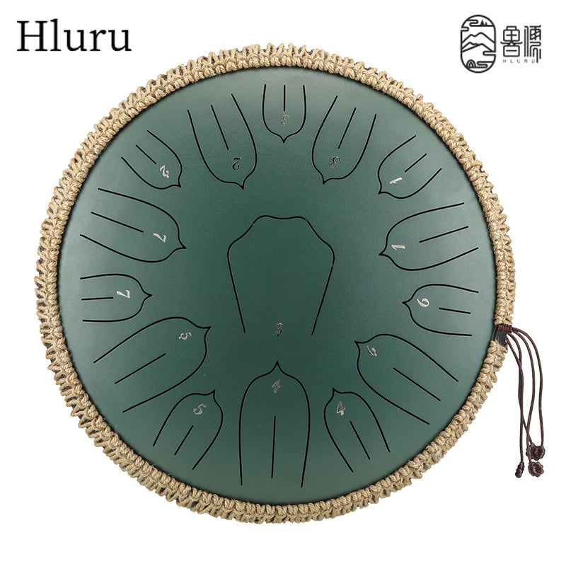 Hluru Music Drum 13 Inch 15 Notes Glucophone Steel Tongue Drum 15 Notes D Tone Ethereal Drum  Percussion Musical Instruments