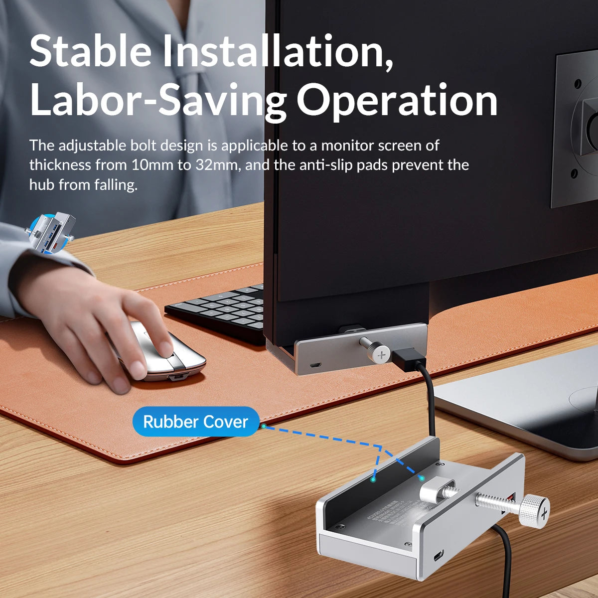 ORICO MH4PU 5GBPS Data Transmission Hub Aluminum 4 Ports USB 3.0 Clip HUB with Power Supply High Speed for MAC OS PC