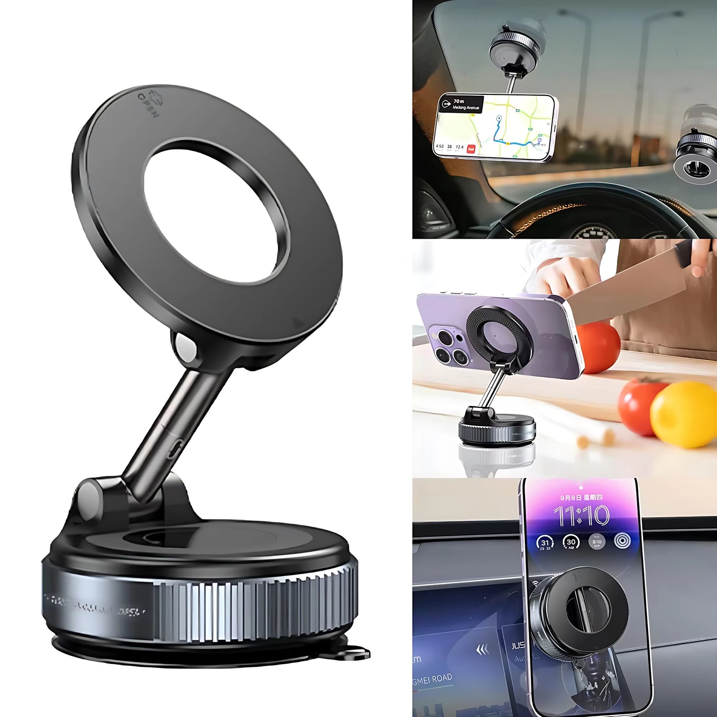 X68 For iphone 14 15 16 Strong Magnetic Car Phone Holder Foldable Design 360° Adjustable Vacuum Mount for Car/Desk/Bathroom Use