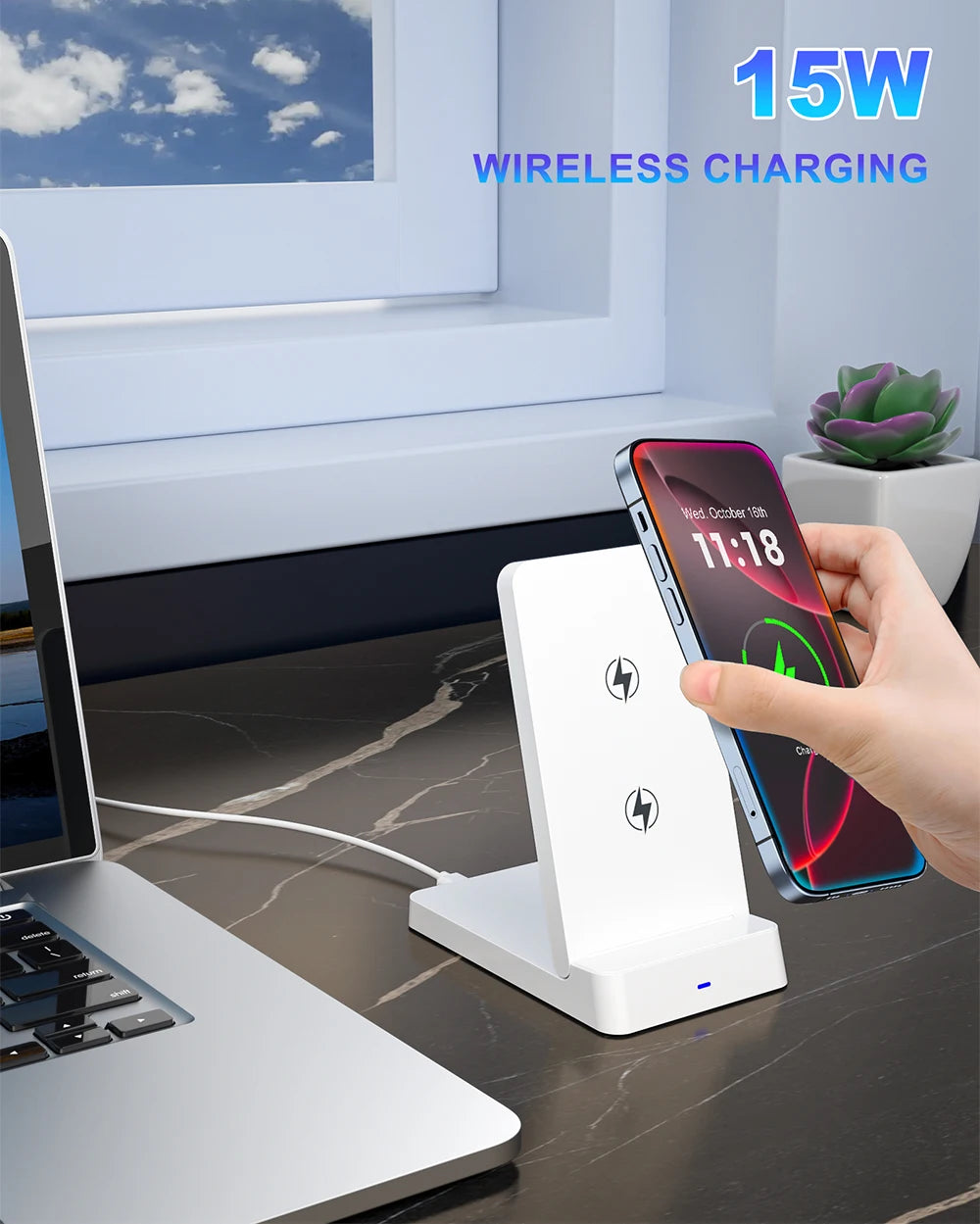 Wireless Charger Phone Desktop Folding Holder Stand For iPhone 16 15 14 13 12 Pro Max Samsung S24 Xiaomi Fast Charging Station