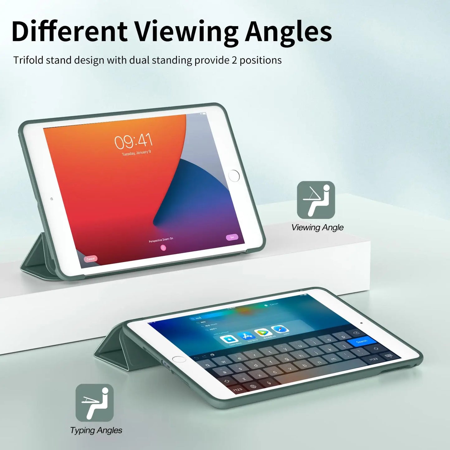 For iPad Mini 5 2019/ Mini 4 3 2 1 7.9 inch, Soft Silicone Shell Trifold Stand Folio Smart Case for iPad Mini 5 4 3 2 1