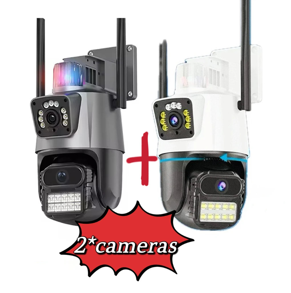 8MP WiFi Camera Outdoor 8X Zoom Security Camera 4K Video Surveillance Three Lens Dual Screen PTZ ICsee Alexa NVR Security CCTV