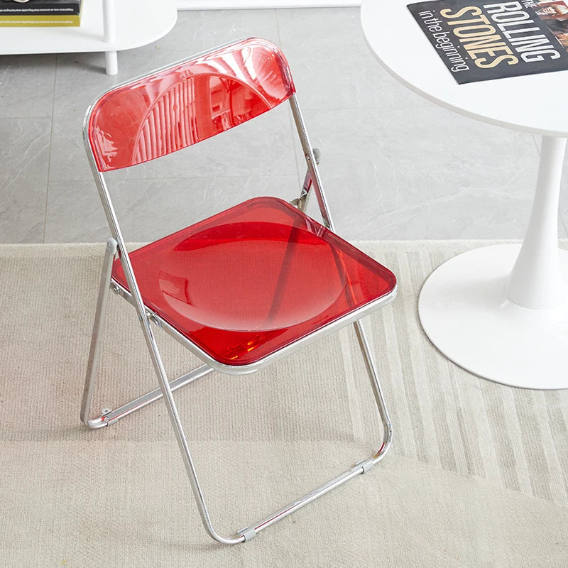 Fashion Acrylic transparent folding chair restaurant household dining chairs Office folding chair Folding stool