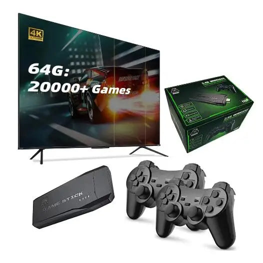 M8 Retro Game Console - 4K HD TV Stick with 20,000 Preloaded Games & Dual Wireless Controllers