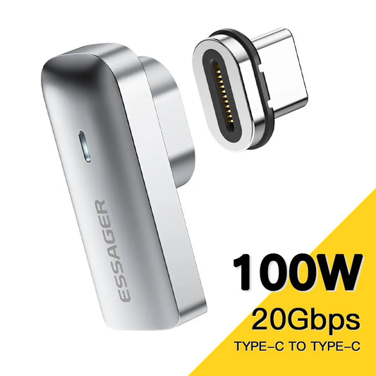 Essager PD 100W Magnetic USB C OTG Adapter Fast Charging Type C Magnet Connector 20Gbp Data Sync 4K@60Hz For Macbook Laptop
