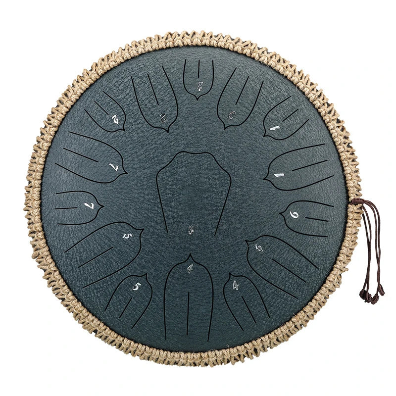 Hluru Music Drum 13 Inch 15 Notes Glucophone Steel Tongue Drum 15 Notes D Tone Ethereal Drum  Percussion Musical Instruments