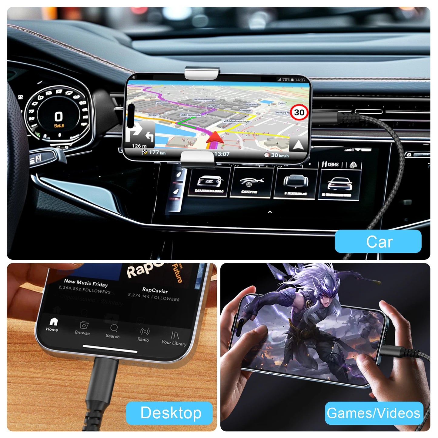 USB to Lightning charge cable for iPhone 14 13 12 11 Pro Max 8 7 6 Fast charging cable Data cable for iPad Mini MFi Certified