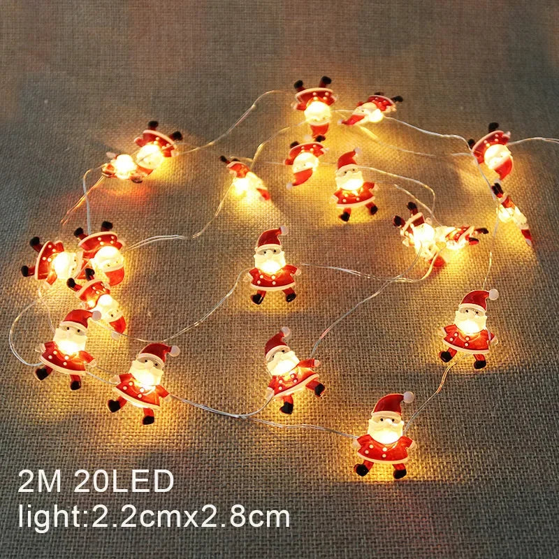 2M Fairy String Lights Santa Claus Snowman LED Garland String Lights Bedroom Garden Decorations 2024 Merry Christmas Supplies
