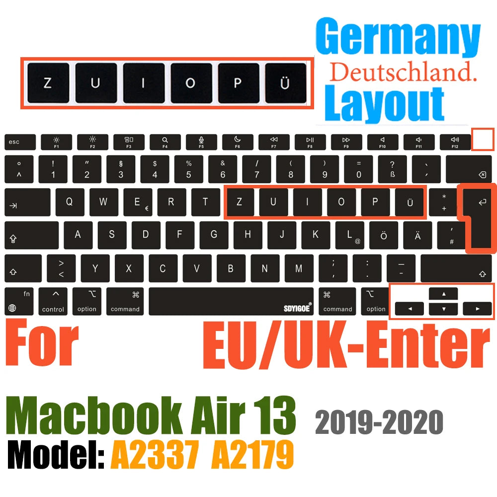 Keyboard Cover For MacBook Air 13 inch 2022 2021 2020 Release A2337 M1 A2179 with Touch ID Waterproof Protective Silicone Skin