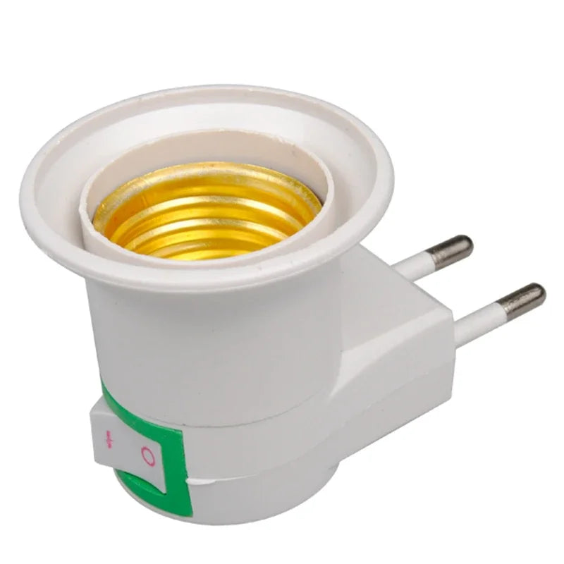 1 Pcs E27 Light Lamp Bulbs Socket Base Holder with Switch  EU/US Plug Adapter ON/OFF Standard Screw-in Socket Outlet Converter