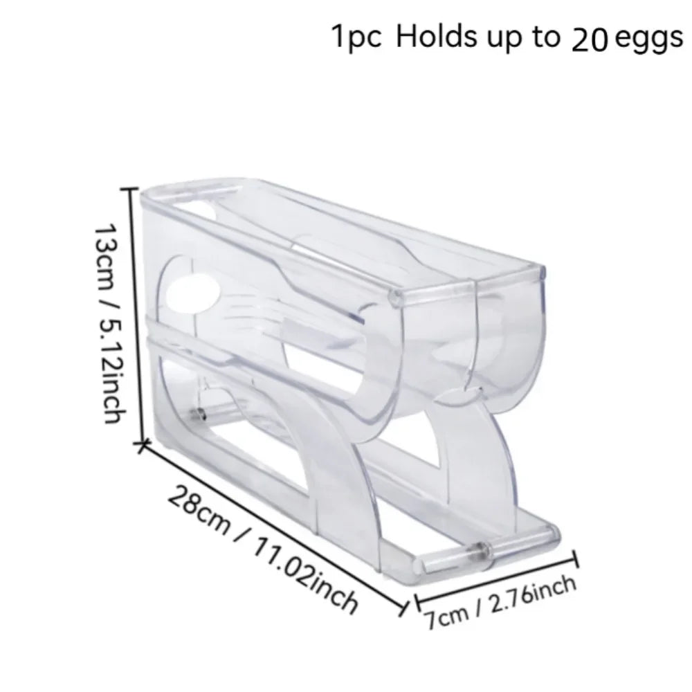 1Pc 3/4 Tier Home Automatic Rolling Egg Storage Box, Kitchen Refrigerator Side Door, Egg Preservation Rack,Easy To Clean