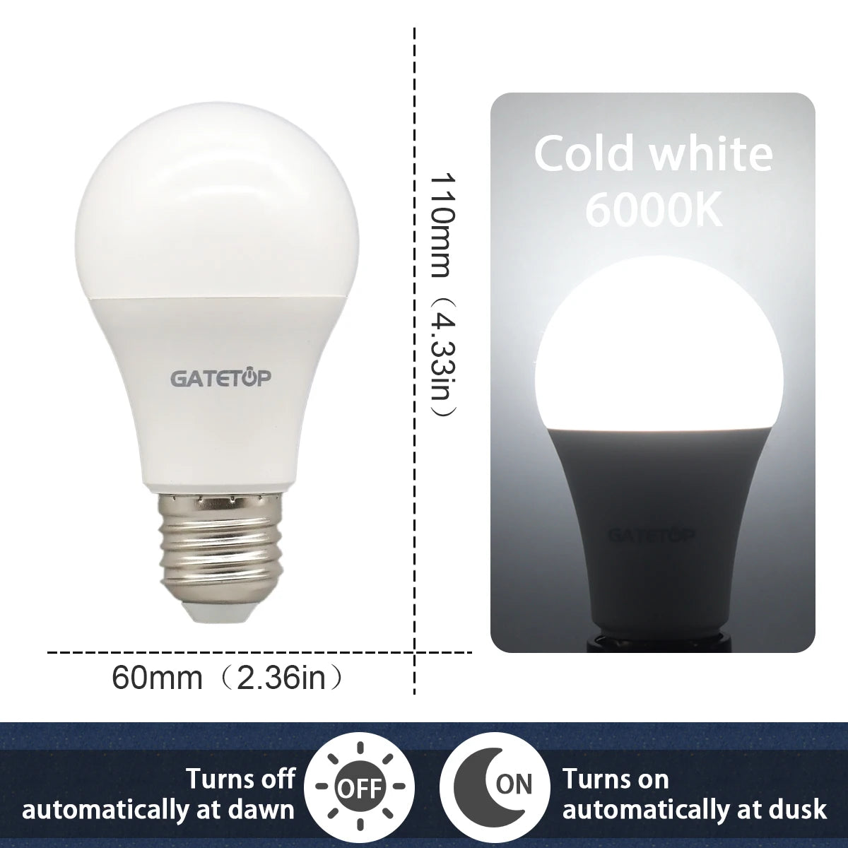 1pcs Led Bulb Light Sensor Control Bulb AC 220V 110V 10W E27 B22  Dusk to Dawn Light Bulb for The Entrance of Underground Garage