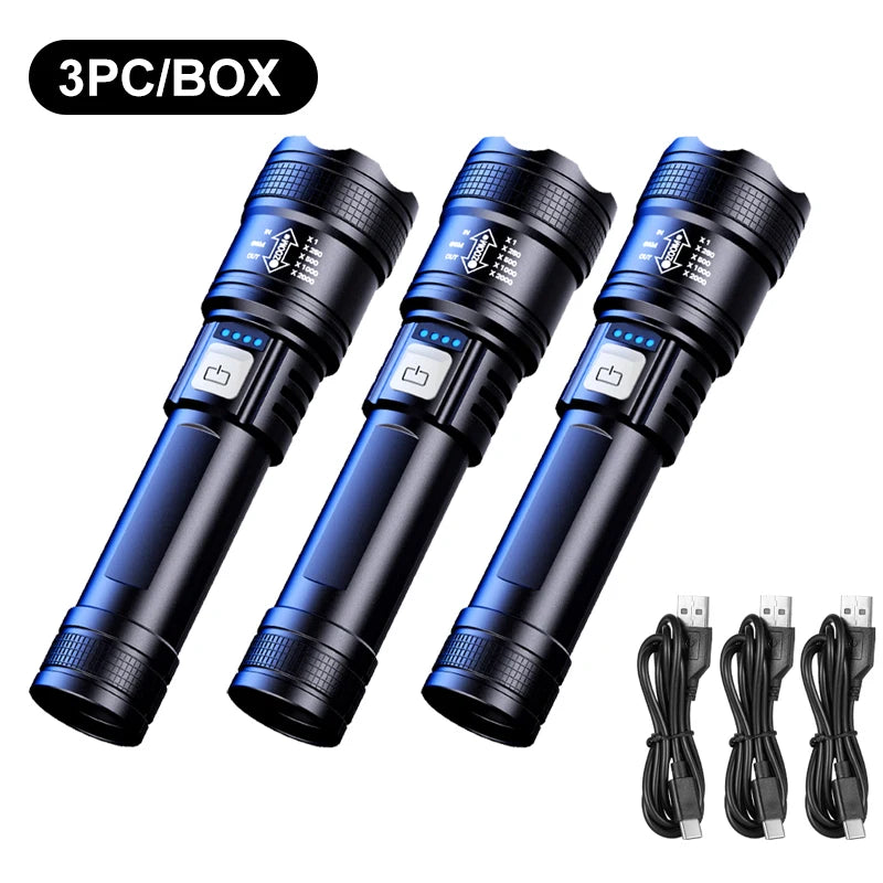 Ultra strong light long-range rechargeable flashlight for outdoor patrol, spotlight zoom aurora cannon, large floodlight laser c