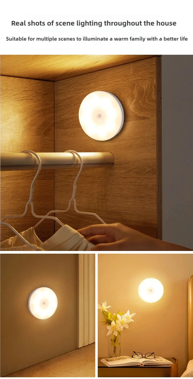 CY-LED night light with motion sensor, USB charging light for kitchen cabinets and ladders, wireless