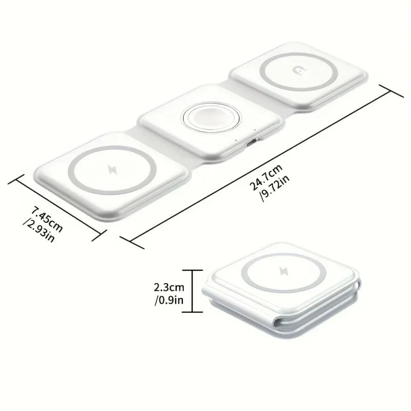 3 in 1 Wireless Magnetic Charger Fast Charging Dock Station Portable Foldable Stand Trip Charger For iPhone Apple Watch AirPods
