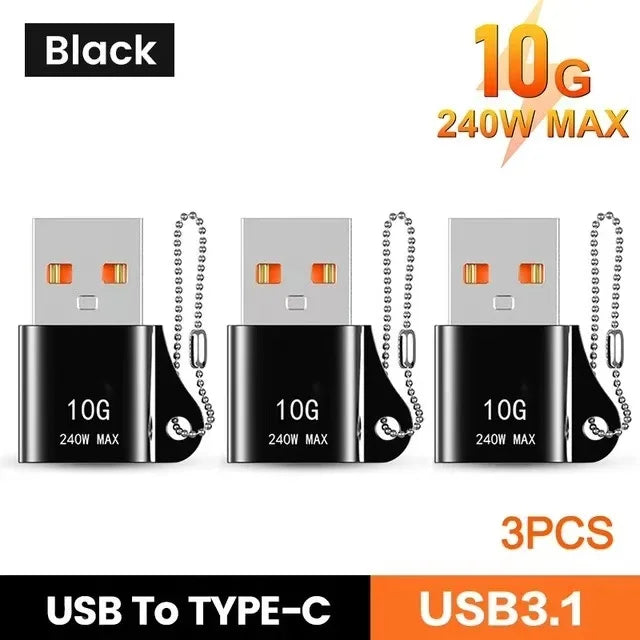 USB To Type-C Adapter 10A OTG USB 3.0 Type C Male To USB Female Converter Fast Charging Data Transfer For Macbook iphone Samsung