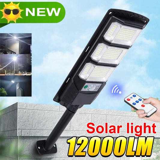 12000 LM High Power LED Solar Lights Outdoor Sunlight Motion Sensor Solar Powered Lamp Waterproof Patio Garden Street Wall Light