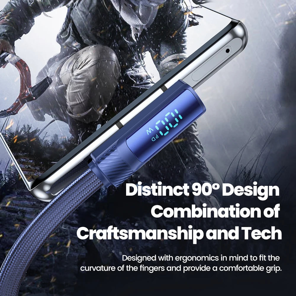 Toocki PD 100W 90 Degree USB Type C Cable to USB C Fast Cahrging for Macbook Xiaomi Huawei OPPO Samsung Huawei Display Cable