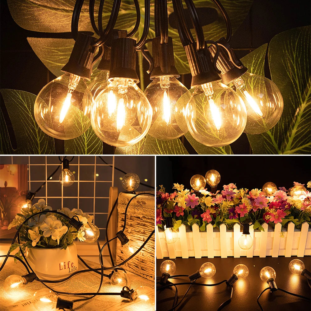 String Lights LED 15 Light Bulbs 10M G40 Globe String Lights Shatterproof Patio Lights for Indoor/Outdoor Commercial Decor Lamp