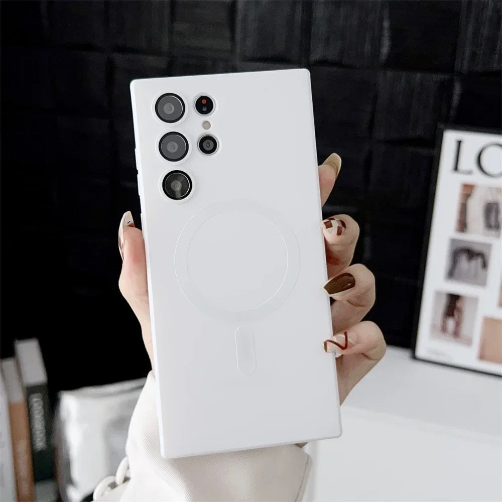 Luxury Matte Magnetic Case for Samsung S25 S24 S23 S22 Ultra S21 S20 Plus Capa for Samsung Note 20 Ultra Magsafe Phone Cover