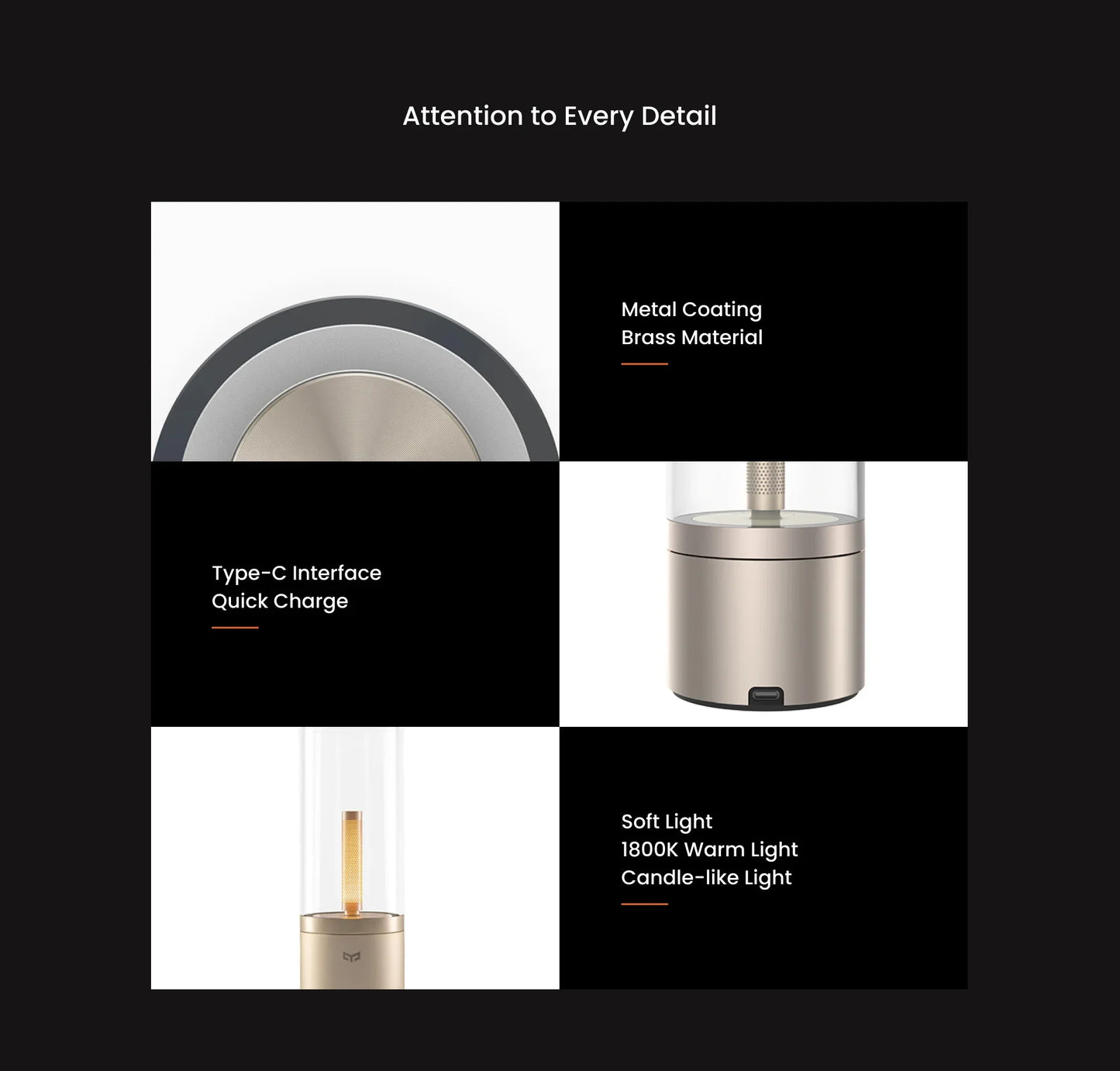 Yeelight Rechargable Candle Lamp Yellow LED Night Light Atmosphere Light Stepless Dimming  Nightstand Lamp for Bedroom