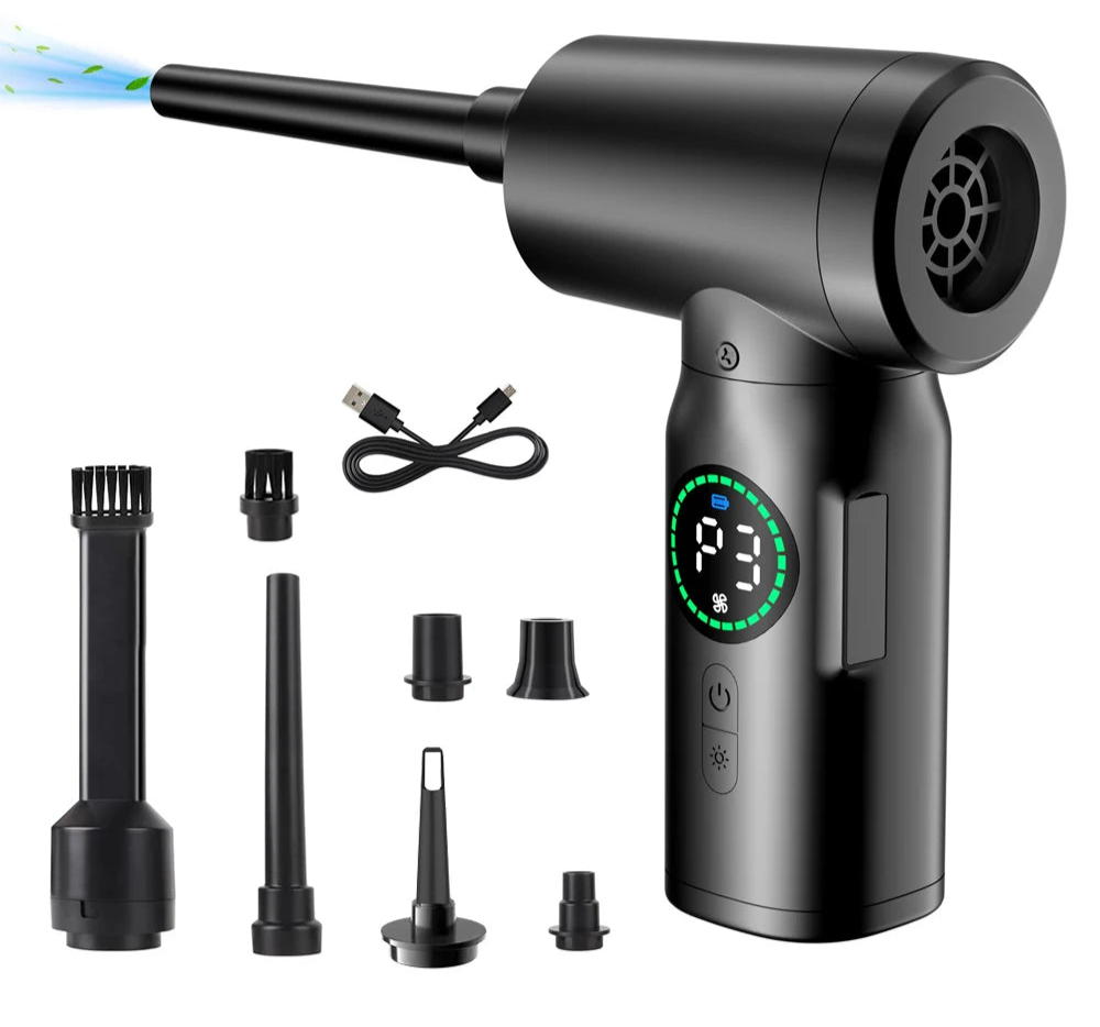 7500mAh Portable Compressed Air Duster Multi Air Blower & Vacuum Cleaner Cordless Duster Blower for Keyboard Computer Cleaning