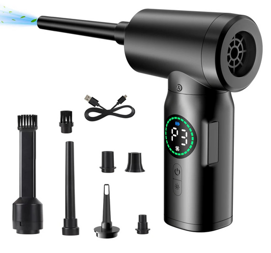 7500mAh Portable Compressed Air Duster Multi Air Blower & Vacuum Cleaner Cordless Duster Blower for Keyboard Computer Cleaning