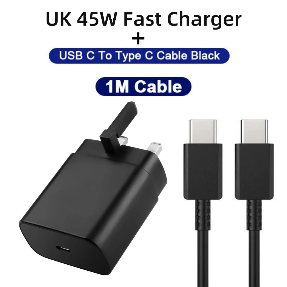 45W PD Charger Fast Charging for Samsung Galaxy S22 S23 Ultra Note 10+ 5G USB C Mobile Phone Type C Wall Quick Charging Adapter