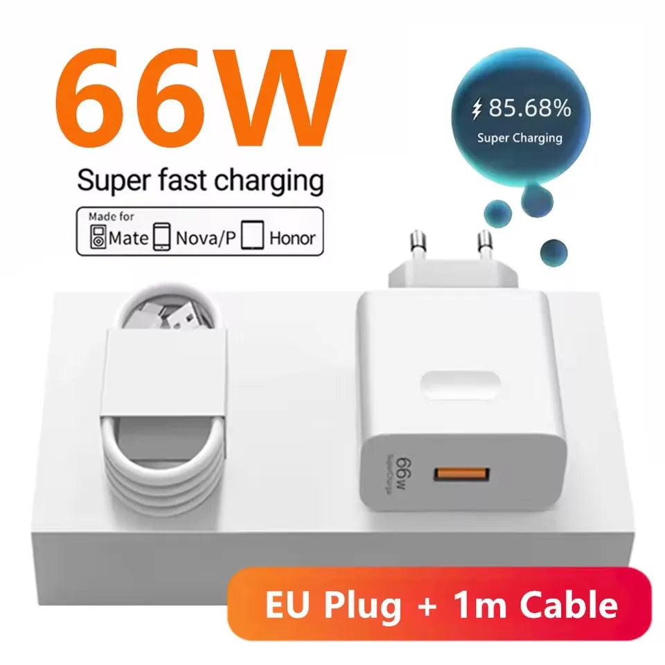 66W Super Fast Charger For Huawei Mate 40 50 P50 P60 Nova 11 Honor 90 100 X8b Magic 5 Lite 6 Pro Type C Quick Charging 6A Cable