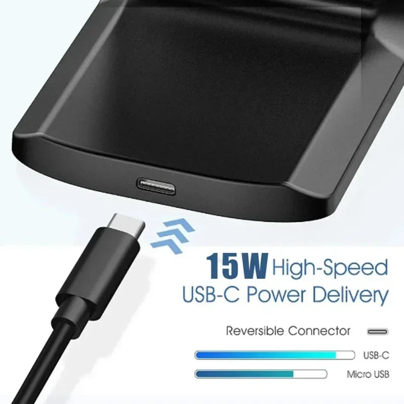 15W Wireless Charger Fast Charging Stand Induction Folding Dock Station Pad for iPhone 15 16 Pro Max Samsung Xiaomi 14  Huawei