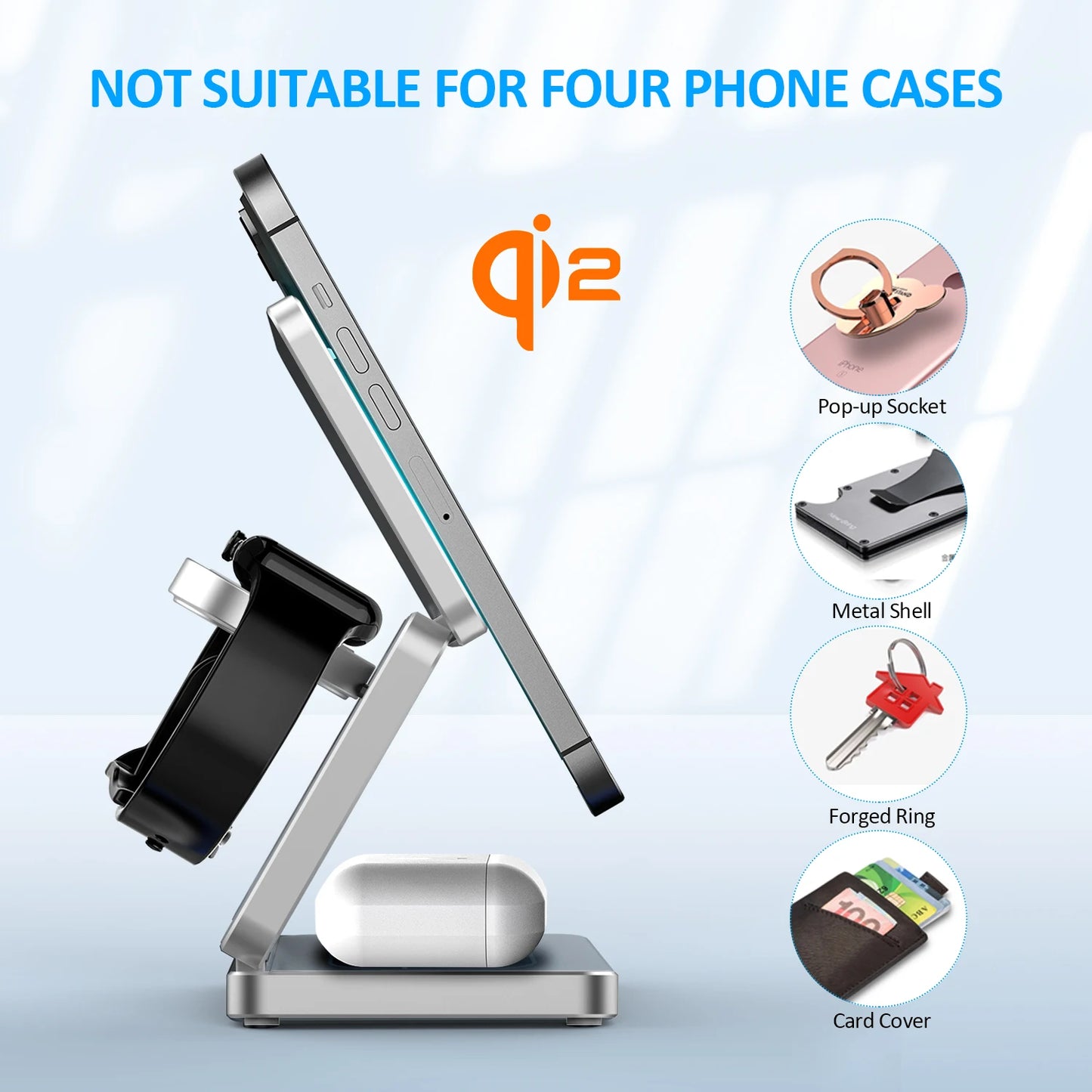 Qi2/Qi1 3 in 1 15W Magnetic Wireless Charger for Iphone 17 16 15 Fast Charging Folding for Apple Watch Airpods Wireless Charger