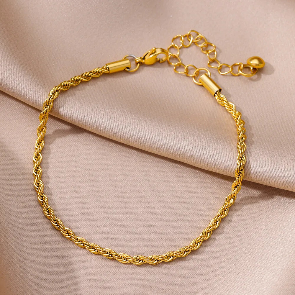 Stainless Steel Chain Anklets for Women Accessories Gold Color Ankle Bracelet Waterproof Anklet Summer Beach Boho Jewelry Gift