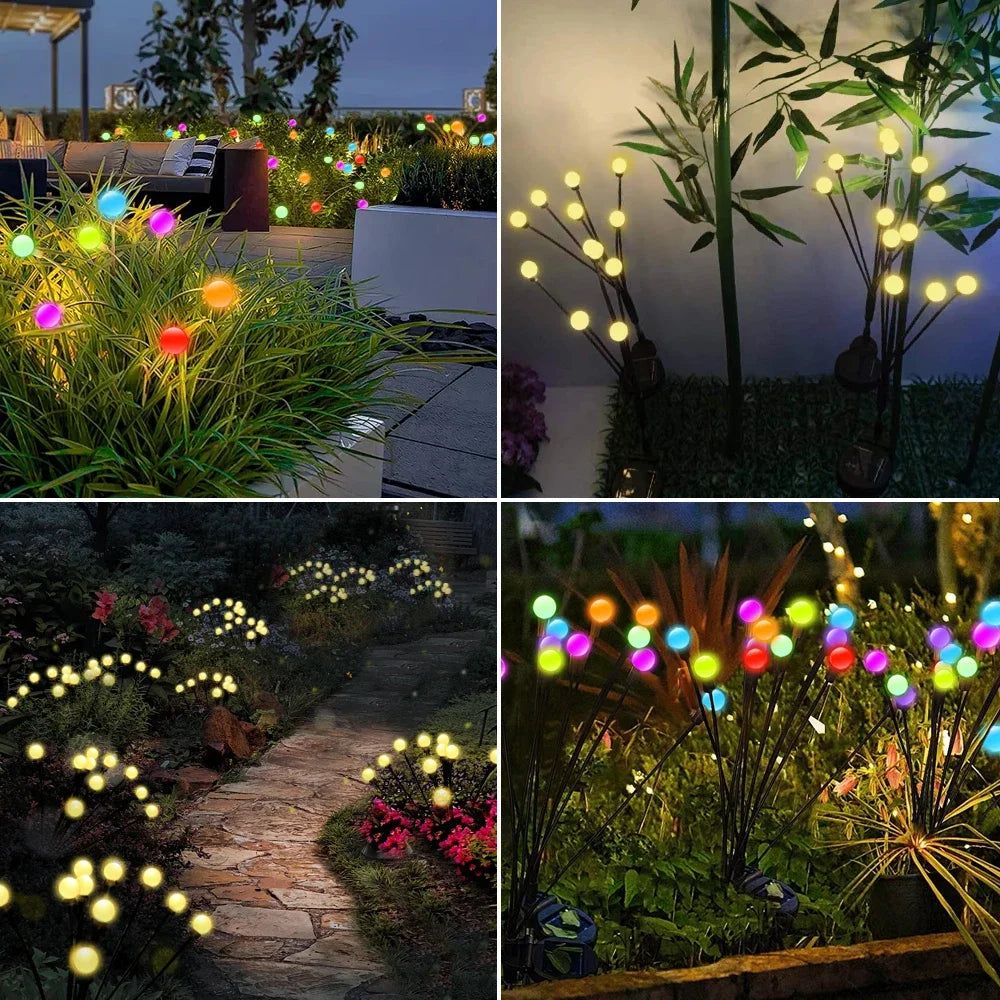 10 LED Outdoor Solar Firefly Lights Warm White RGB IP65 Waterproof Garden Starburst Light for Garden Path Yard Patio Landscape
